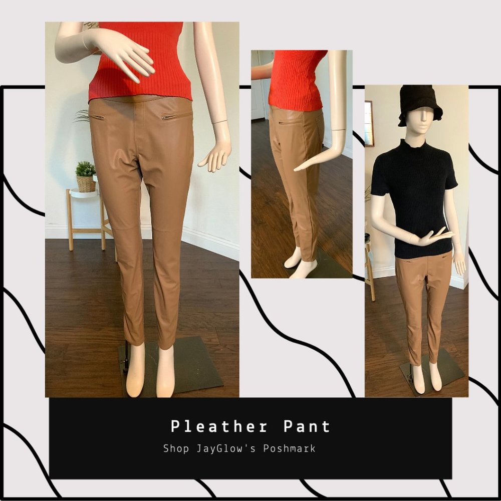 Tan Leatherette Skimmer Pant